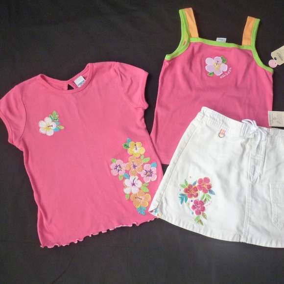 Tropical pink white outfit Osh Kosh NWT 10